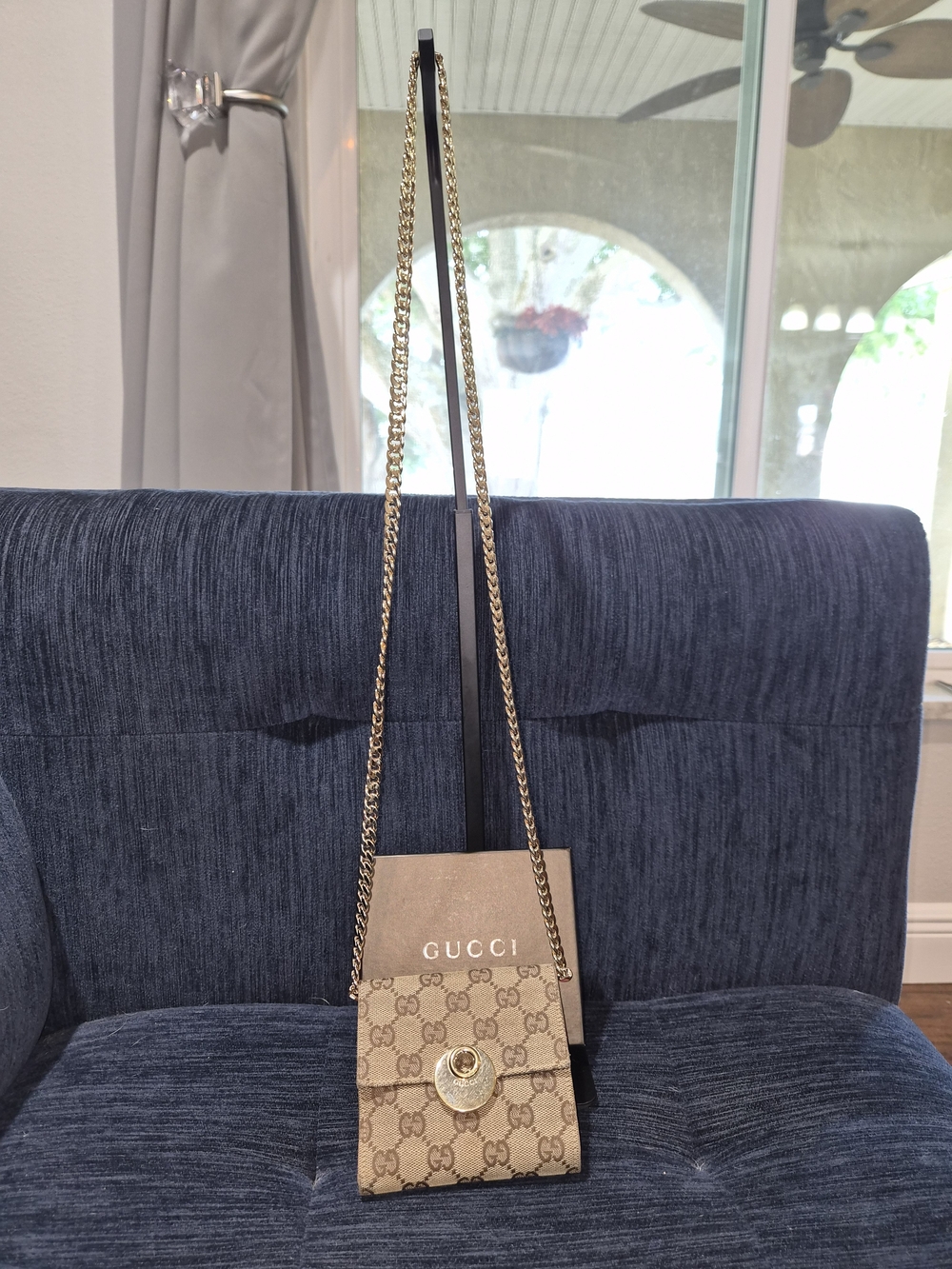 Authentic Gucci GG Canvas Wallet On Chain Pink Leather Crossbody Monogram Box - Picture 5 of 15